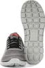 A pair of gray Skechers shoes, with one shoe standing upright and the other lying on its side, showcasing its sole. Voir les images du produit