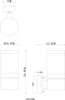 Diagrams showing the dimensions of two different light fixtures. Náhled obrázku produktu