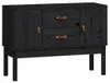 vidaXL Sideboard Schwarz 110x40x78 cm Massivholz Kiefer Produktbild-Vorschau 2