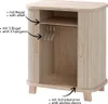 A wooden doll wardrobe with sliding doors, a shelf, and hangers. Produktbild-Vorschau