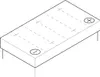 An isometric illustration of a rectangular object with legs, marked with dashed lines and circles containing crosses and dashes. Náhled obrázku produktu