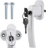 A white window handle with a key and two screws on a white background. Anteprima dell’immagine prodotto