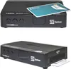 Two views of a black satellite receiver with a smart card. Produktbild-Vorschau