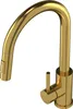 A close-up studio shot of a gold kitchen faucet with a pull-out spout. Podgląd zdjęcia produktu