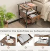A collage showing a nightstand with charging ports, a drawer, and shelves, along with close-ups of its features. Produktbild-Vorschau