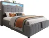 Merax Lit rembourré 140x200 cm avec LED, USB, lit double Voir les images du produit 8