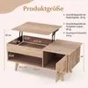 COSTWAY Couchtisch mit anhebbarer Platte und Stauraum, Produktbild-Vorschau 3