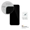 A close-up of a smartphone screen protector being applied to a phone, with marketing text and icons. Produktbild-Vorschau