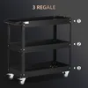 Werkzeugwagen 3-stufig mit 4 Rollen, Stahl, Schwarz, Produktbild-Vorschau 4