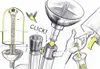 A diagram showing how to assemble and use a Gardena ClickUp system, including a torch, planter, and pole. Produktbild-Vorschau