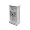 A white wooden nightstand with three drawers, one of which has a decorative tile pattern. Anteprima dell’immagine prodotto