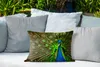 MuchoWow® Outdoor Kissen - Pfau - Federn - Muster - Blau - Produktbild-Vorschau 4