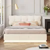 ProximaX Polsterbett 140x190 cm aus Samt in Beige mit LED & Produktbild-Vorschau 2