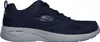 A side view of a navy blue Skechers sneaker with a gray sole. Produktbild-Vorschau