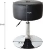 A black adjustable stool with a chrome base and stem, shown against a white background with measurement indicators. Anteprima dell’immagine prodotto