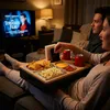 Relaxdays Couchbar, bambù, 3 vaschette in acciaio Anteprima dell’immagine prodotto 2
