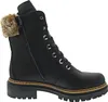 A black women's boot with fur trim and laces. Anteprima dell’immagine prodotto