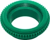 A green plastic fitting with threaded interior and a serrated exterior edge. Produktbild-Vorschau