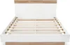 A bed frame with a slatted base, shown from the front. Produktbild-Vorschau