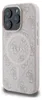 A close-up, angled view of a pink iPhone case with a repeating Guess logo pattern and a circular MagSafe ring. Anteprima dell’immagine prodotto