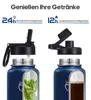 Omgoods - RVS Waterfles met Rietje en 2 Doppen Productafbeelding-voorbeeld 3
