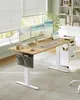 A modern home office setup with a standing desk, multiple monitors, and a chair. Produktbild-Vorschau