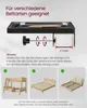 A product image showing a bed tray attached to a bed frame, with examples of different bed types it can be used with. Produktbild-Vorschau