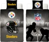 Collage of two Pittsburgh Steelers themed bedding sets, one with a helmet and logo, the other with football players and the NFL logo. Produktbild-Vorschau