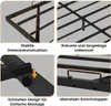 A collage of four close-up images showcasing different features of a metal bed frame. Náhled obrázku produktu