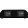 A black electronic device with two switches is shown against a white background. Produktbild-Vorschau