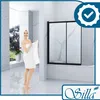 A woman in a towel stands in a modern bathroom next to a shower enclosure. Produktbild-Vorschau