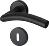 A black door handle and escutcheon plate are shown against a white background. Produktbild-Vorschau