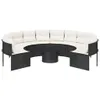 Gartensofa mit Tisch und Kissen Rund Schwarz Poly-Rattan Produktbild-Vorschau 3