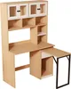 A light wood computer desk with a hutch and a pull-out extension. Produktbild-Vorschau