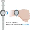 An illustration showing a watch strap and a hand wearing a watch, with text indicating the compatible wrist circumference. Produktbild-Vorschau