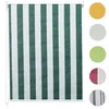 A green and white striped roller blind is shown against a white background, with several circular swatches of different fabric colors and patterns displayed to the right. Voir les images du produit
