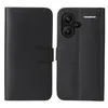 A black flip-style phone case for a Xiaomi Redmi Note 13 Pro+ 5G is shown from both the front and back. Produktbild-Vorschau