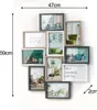 A collage of multiple picture frames arranged on a white wall, displaying various interior scenes and text. Náhled obrázku produktu