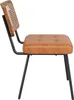 Side view of a single chair with a brown leather seat and a rattan backrest, on a white background. Produktbild-Vorschau