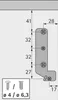 Diagram showing dimensions and screw sizes for a hardware fitting. Náhled obrázku produktu