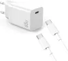 A white USB-C charger and two USB-C cables are displayed on a white background. Produktbild-Vorschau