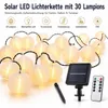 Solar Lichterkette 30 LED Lampions warmweiß – 6,5 m Garten Produktbild-Vorschau 1