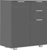 A 3D rendering of a gray sideboard with three drawers on the right side and a cabinet door on the left. Náhled obrázku produktu