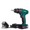 A cordless drill with two batteries and a charger, presented on a white background. Produktbild-Vorschau