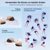 An infographic showing a pillow's features and suitability for different sleeping positions. Produktbild-Vorschau
