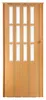 A closed wooden folding door with glass panels, presented against a white background. Podgląd zdjęcia produktu