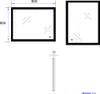 Technical drawing of a mirror with dimensions and a side profile. Produktbild-Vorschau
