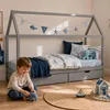Homestyle4u Kinderbett 90x200 Hausbett Grau mit Bettkasten Produktbild-Vorschau 8