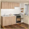 A modern kitchen setup with cabinets, sink, faucet, and oven. Produktbild-Vorschau
