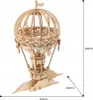 A 3D wooden model of a hot air balloon on a stand, with dimensions indicated. Anteprima dell’immagine prodotto